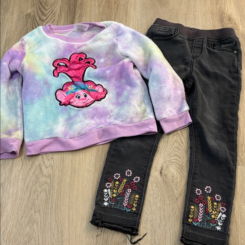GIRLS 5T clothing bundle lot shirts jeans long sleeve comfy casual play colorful - Picture 3 of 4